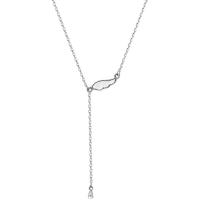 Colar de jóias de aço inoxidável, with pingente de liga de zinco & concha branca, with 1.96inch extender chain, Forma de asa, joias de moda & cadeia oval & para mulher, comprimento Aprox 15.3 inchaltura, vendido por PC