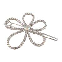 Hår Clip, Zinc Alloy, Flower, for kvinde & med rhinestone & hule, flere farver til valg, 60mm, Solgt af PC