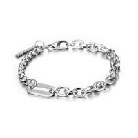 Tíotáiniam Cruach Bracelet, Cruach Tíotáiniam, tíotáiniam clasp gliomach, snasta, unisex, airgid, 6.70x4.30mm, Díolta De réir PC