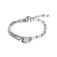 Titan stål armband, titan Karbinlås, Hjärta, polerad, Unisex, silver, Säljs av PC