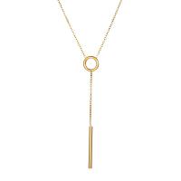 Collier d'acier titane, Placage, pour femme, doré, 25mm, Longueur Environ 60 cm, Vendu par PC