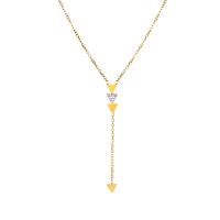 Collier d'acier titane, Placage, pour femme & avec strass, doré, 12.50x4mm, Longueur Environ 60 cm, Vendu par PC