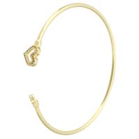 Messing Manchet Bangle, gold plated, mode sieraden & micro pave zirconia & voor vrouw, gouden, 9mm, Binnendiameter:Ca 66mm, 10pC's/Lot, Verkocht door Lot