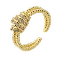 metal Anillo de dedo Cuff, chapado en color dorado, Joyería & micro arcilla de zirconia cúbica & para mujer, dorado, 7mm, tamaño:7.5, 10PCs/Grupo, Vendido por Grupo