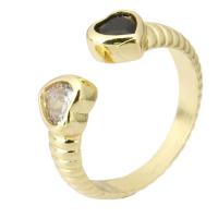 cobre Cuff Ring Finger, cromado de cor dourada, joias de moda & micro pavimento em zircônia cúbica & para mulher & esmalte, dourado, 6mm, tamanho:7.5, 10PCs/Lot, vendido por Lot