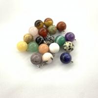 Gemstone Vedhæng Smykker, Natursten, Runde, forskellige materialer til valg & Unisex, flere farver til valg, 10mm, Solgt af PC