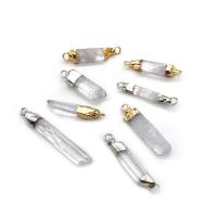 Clear Quartz Pendel, med Messing, Uregelmæssig, forgyldt, du kan DIY & forskellige stilarter for valg, flere farver til valg, 10x23-5x43mm, Solgt af PC