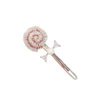 Hår Clip, Zinc Alloy, med Plastic Pearl, Slikkepind, guldfarve belagt, for kvinde & med rhinestone, flere farver til valg, 65mm, Solgt af PC