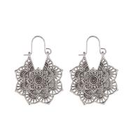 Zinc Alloy Øreringe, Flower, forgyldt, for kvinde & hule, flere farver til valg, 30x40mm, Solgt af par