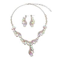 Crystal Sieraden Sets, oorbel & halsketting, Zinc Alloy, met Kristal, met 2.75 inch extender keten, platinum plated, 2 stuks & voor vrouw & met strass, meer kleuren voor de keuze, 50mm, Lengte Ca 16.92 inch, Verkocht door Stel