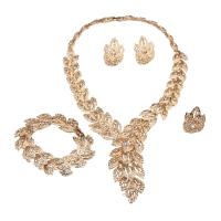 Crystal Sieraden Sets, Stud Oorbel & vinger ring & armband & halsketting, Zinc Alloy, met Kristal, met 2.75 inch extender keten, gold plated, 2 stuks & voor vrouw, meer kleuren voor de keuze, 45cm,21cm,3.5cm, Lengte Ca 17.71 inch, Verkocht door Stel