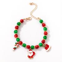 Zinklegering armbandkettingen, Zinc Alloy, uniseks & Kerst sieraden & glazuur, gemengde kleuren, Lengte 25 cm, Verkocht door PC