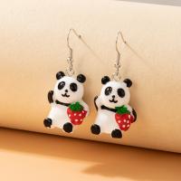 Hars Earring, met Zinc Alloy, zinklegering oorbel haak, Panda, Kerst sieraden & voor vrouw, gemengde kleuren, 45x15mm, Verkocht door pair