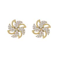 Zinc Alloy Stud Earring zinc alloy post pin plated for woman & with rhinestone Sold By Pair