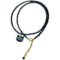 Shell Kettingen, Spinel, met Schelp & Zinc Alloy, Kat, voor vrouw, zwart, 10x10mm, Lengte 42 cm, Verkocht door PC