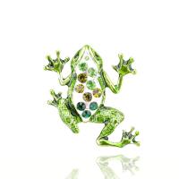 Rhinestone Brooch Zinc Alloy Frog plated Unisex & with rhinestone green Sold By PC