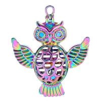 Zinc Alloy Hollow Pendler, Owl, forgyldt, blandede farver, 44x37mm, Solgt af PC