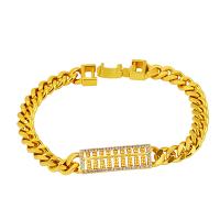 Messing Armbanden, plated, voor vrouw & met strass, gouden, 9mm, Lengte 20.8 cm, Verkocht door PC