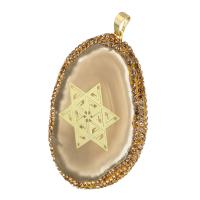 Agate Jewelry Pendants Brass with Agate gold color plated fashion jewelry & DIY & with rhinestone Approx 5mm Sold By Lot