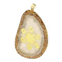 Agate Jewelry Pendants Brass with Agate gold color plated fashion jewelry & DIY & with rhinestone Approx 5mm Sold By Lot