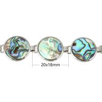 Shell gioielli bracciale, ottone, with conchiglia Abalone, gioielli di moda & per la donna, multi-colore, 20x18mm, Lunghezza 8 pollice, 5Strandstrefolo/lotto, Venduto da lotto