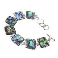 Shell gioielli bracciale, ottone, with conchiglia Abalone, gioielli di moda & per la donna, multi-colore, 26x19mm, Lunghezza 8 pollice, 5Strandstrefolo/lotto, Venduto da lotto