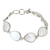 Shell Jewelry Bracelet Brass with Shell fashion jewelry & for woman white Length 7.5 Inch Sold By Lot