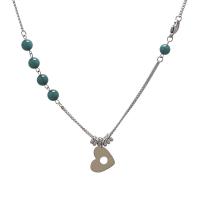 Stainless Steel Jewelry Necklace 314 Stainless Steel with Glass Beads Heart fashion jewelry & for woman & hollow original color Length Approx 18.5 Inch Sold By PC