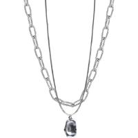 Collana in acciaio inossidabile, with 1.96inch extender chain, Doppio strato & gioielli di moda & unisex, Lunghezza Appross. 15.7 pollice, Appross. 17.7 pollice, Venduto da PC