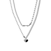 Collana in acciaio inossidabile, with 1.96inch extender chain, Cuore, Doppio strato & Ball chain & per la donna, assenza di nichel,piombo&cadmio, Lunghezza Appross. 16.5 pollice, Appross. 21.2 pollice, Venduto da PC