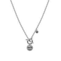 Collier de bijoux en acier inoxydable, Plat rond, chaîne ovale & avec le motif de lettre & pour femme, Longueur Environ 25.6 pouce, Vendu par PC