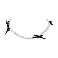 Collar de perlas de plástico, Perlas plásticas, con Terciopelo, con 2.36inch extender cadena, Joyería & para mujer, longitud aproximado 12.2 Inch, Vendido por UD