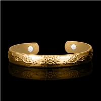 Messing Cuff Bangle, med Magnet, forgyldt, for kvinde, gylden, 170x9.40mm, Solgt af PC