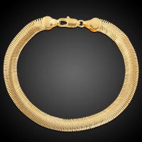 Messing-Armbänder, Messing, Messing Karabinerverschluss, plattiert, unisex, goldfarben, 8mm, Länge 21 cm, verkauft von PC