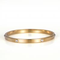 metal Brazalete, chapado, para mujer & con diamantes de imitación, dorado, 5.80mm, longitud 23.5 cm, Vendido por UD