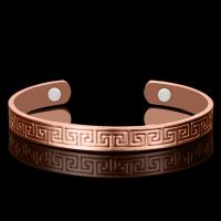 laiton bracelet manchette, avec Aimant, Placage, pour femme, couleur or rose, 7.80mm, Longueur 17 cm, Vendu par PC