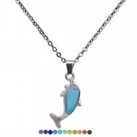 Collier de bijoux en acier inoxydable, Acier inoxydable 304, avec alliage de zinc, Placage, pour femme & émail selon l'humeur, couleurs mélangées, 26.30x12mm, Longueur 50 cm, Vendu par PC