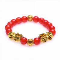 Gemstone Bracelets Zinc Alloy with Natural Stone Mythical Wild Animal plated Unisex & anti-fatigue red Length Approx 21 cm Sold By PC