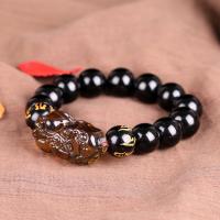 Gemstone Bracelets Obsidian with Quartz Mythical Wild Animal Unisex & anti-fatigue black Length Approx 21 cm Sold By PC