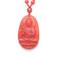 Red Agate Halsband, Buddha, röd, 50x32x10mm, Säljs av PC