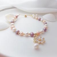 Fionnuisce saothraithe Pearl Bracelet, Pearl Fionnuisce, le Sinc Alloy, frith-tuirse & do bhean & le rhinestone, dathanna measctha, Fad Thart 21 cm, Díolta De réir PC