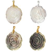 Pendentifs coquillage, laiton, avec coquille, fleur, Placage de couleur d'or, bijoux de mode & DIY, plus de couleurs à choisir, 35-39mm*35-39mm, Trou:Environ 4mm, 5PC/lot, Vendu par lot