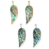 Φυσικό Abalone Shell Μενταγιόν, Ορείχαλκος, με Abalone Shell, Wing Shape, χρώμα επίχρυσο, τυχαία αποστολή & κοσμήματα μόδας & DIY, περισσότερα χρώματα για την επιλογή, 24x58x5mm, Τρύπα:Περίπου 5mm, 5PCs/Παρτίδα, Sold Με Παρτίδα