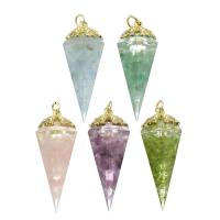 Gemstone Hängen Smycken, Mässing, med Ädelsten, guldfärg pläterade, mode smycken & DIY, fler färger för val, 19x43x17mm, Hål:Ca 4mm, 5PC/Lot, Säljs av Lot