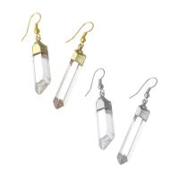 Přírodní Quartz Náušnice, Mosaz, s Clear Quartz, módní šperky & pro ženy, více barev na výběr, 8-9*48-54*6mm, 5páry/Lot, Prodáno By Lot