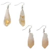 Boucles d'oreilles Quartz naturel, laiton, avec perles de citrine, bijoux de mode & normes différentes pour le choix & pour femme, 5pairescouple/lot, Vendu par lot