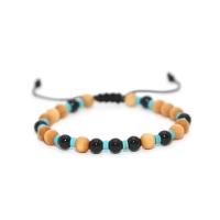 Gemstone Bracciali, Obsidian, with legno, Cerchio, unisex, nessuno, 8mm, Lunghezza Appross. 7.09 pollice, Venduto da PC