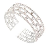 strass bracelet manchette, avec laiton, Placage, pour femme, plus de couleurs à choisir, 20mm, Diamètre intérieur:Environ 55mm, Vendu par PC