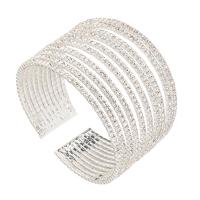 strass bracelet manchette, avec laiton, Placage, pour femme, plus de couleurs à choisir, 45mm, Diamètre intérieur:Environ 55mm, Vendu par PC