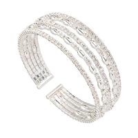 Rhinestone Cuff Bangle, med Messing, forgyldt, for kvinde, flere farver til valg, 20mm, Indvendig diameter:Ca. 55mm, Solgt af PC